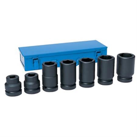 Grey Pneumatic 1" Drive Impact Set, Metric, 7 pcs 9155